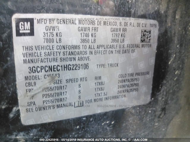 3GCPCNEC1HG229106 - 2017 CHEVROLET SILVERADO C1500/C1500  LS GRAY photo 8