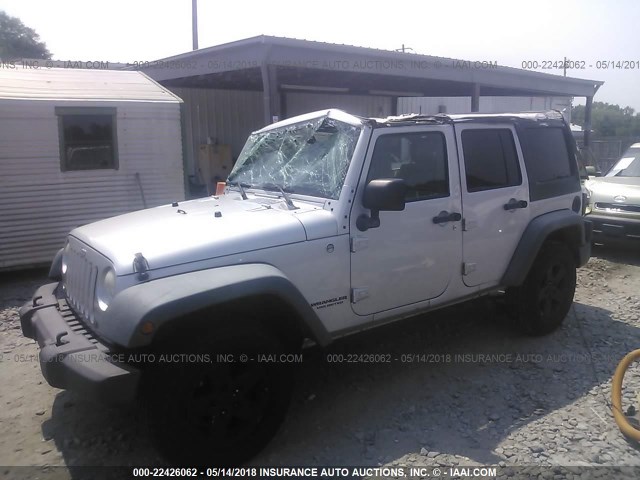 1J4BA3H16BL522213 - 2011 JEEP WRANGLER UNLIMITE SPORT SILVER photo 2