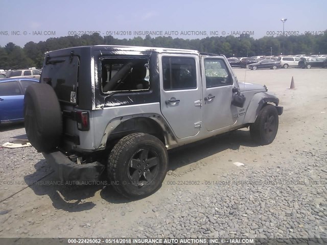 1J4BA3H16BL522213 - 2011 JEEP WRANGLER UNLIMITE SPORT SILVER photo 4