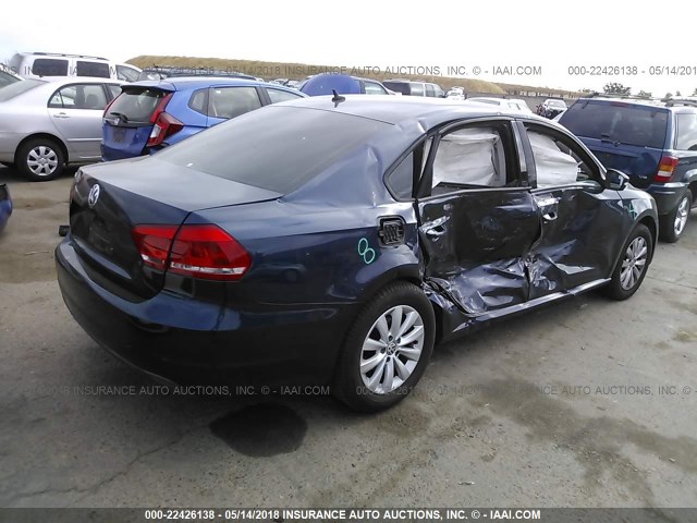 1VWAP7A38DC054522 - 2013 VOLKSWAGEN PASSAT S BLUE photo 4