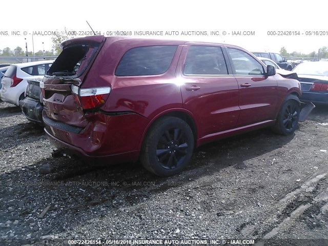 1C4RDJAG2DC698208 - 2013 DODGE DURANGO SXT RED photo 4