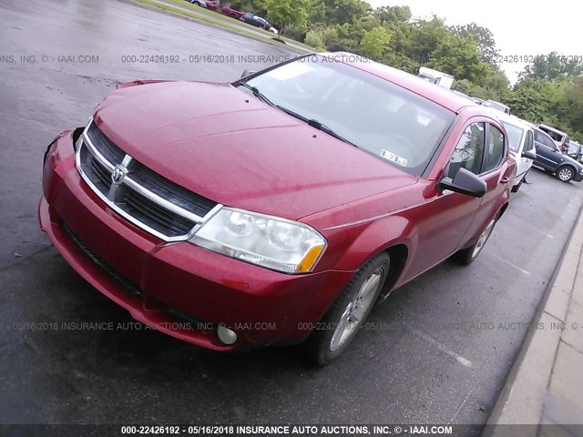 1B3LC56R58N127723 - 2008 DODGE AVENGER SXT RED photo 2