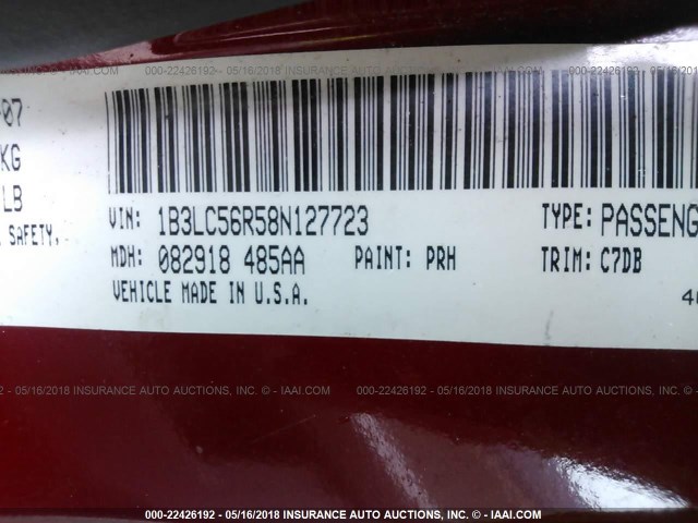 1B3LC56R58N127723 - 2008 DODGE AVENGER SXT RED photo 9