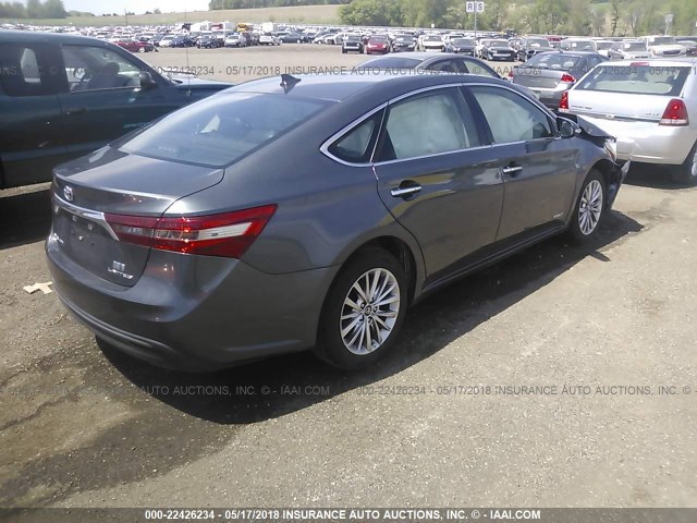 4T1BD1EB4HU058691 - 2017 TOYOTA AVALON HYBRID/PLUS/XLE PREM/LTD GRAY photo 4