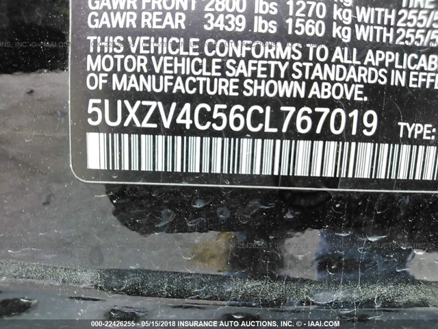 5UXZV4C56CL767019 - 2012 BMW X5 XDRIVE35I Qara foto 9