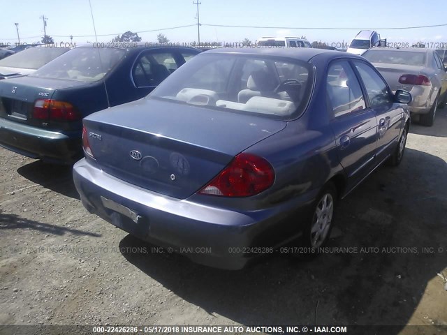 KNAFB121535251861 - 2003 KIA SPECTRA LS BLUE photo 4