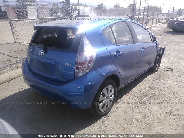 JTDKDTB34D1042774 - 2013 TOYOTA PRIUS C BLUE photo 4