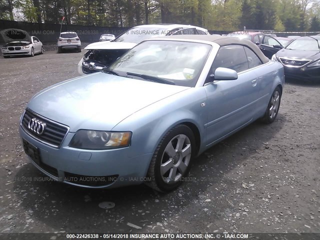 WAUAC48H95K008233 - 2005 AUDI A4 1.8 CABRIOLET Light Blue photo 2