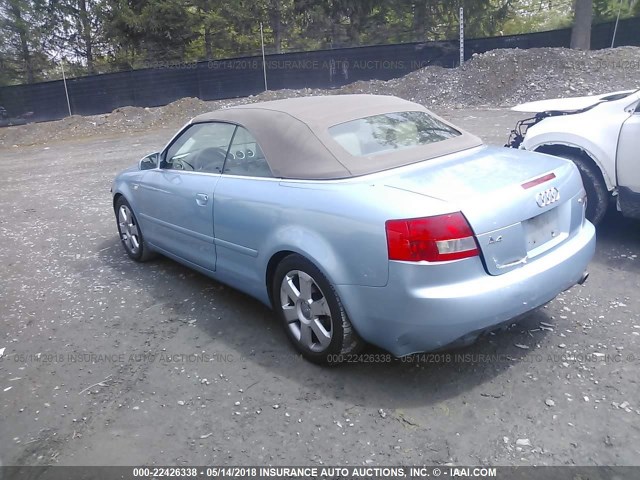 WAUAC48H95K008233 - 2005 AUDI A4 1.8 CABRIOLET Light Blue photo 3