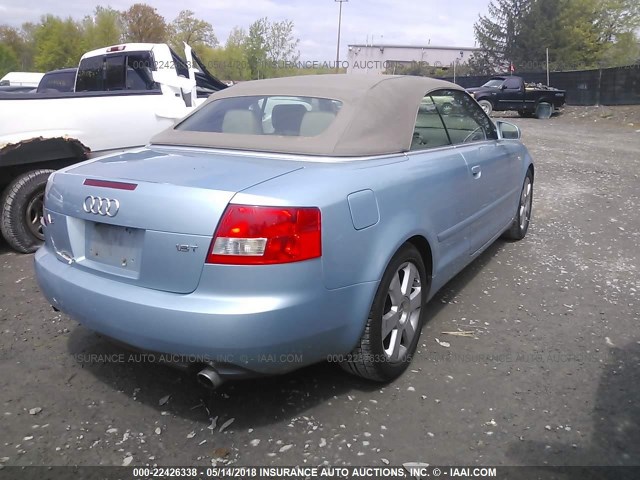 WAUAC48H95K008233 - 2005 AUDI A4 1.8 CABRIOLET Light Blue photo 4