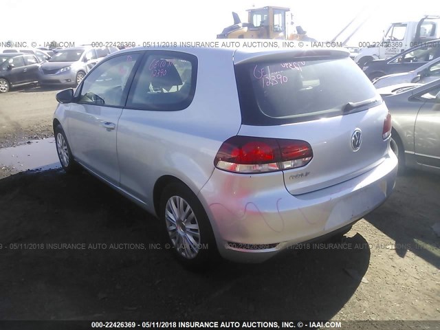 WVWAB7AJ4BW027765 - 2011 VOLKSWAGEN GOLF SILVER photo 3