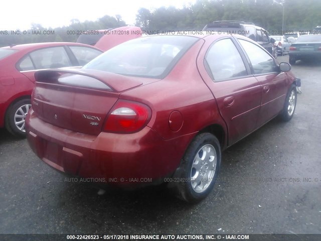 1B3ES56C43D256039 - 2003 DODGE NEON SXT MAROON photo 4