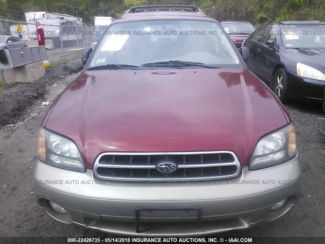 4S3BH665727622225 - 2002 SUBARU LEGACY OUTBACK RED photo 6