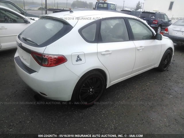 JF1GH61678G828925 - 2008 SUBARU IMPREZA 2.5I WHITE photo 4