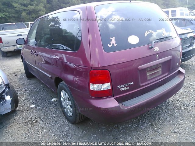 KNDUP132456686872 - 2005 KIA SEDONA EX/LX MAROON photo 3