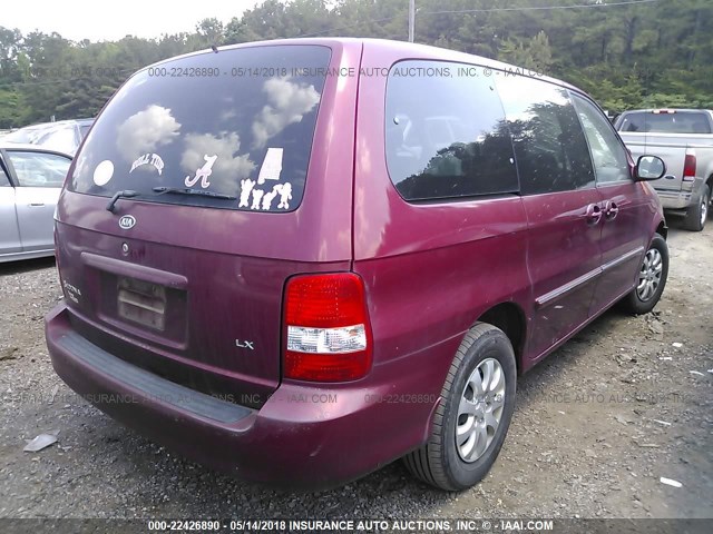 KNDUP132456686872 - 2005 KIA SEDONA EX/LX MAROON photo 4