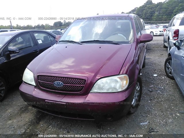 KNDUP132456686872 - 2005 KIA SEDONA EX/LX MAROON photo 6