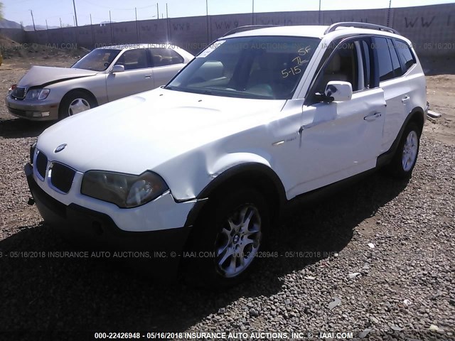 WBXPA73475WC46542 - 2005 BMW X3 2.5I WHITE photo 2