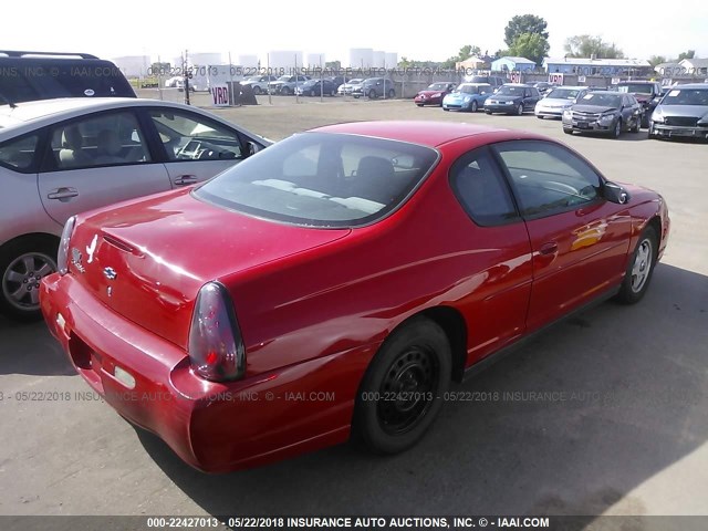 2G1WW12E649378061 - 2004 CHEVROLET MONTE CARLO LS RED photo 4