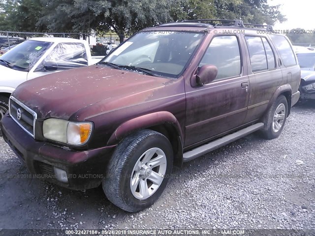 JN8DR09X83W707604 - 2003 NISSAN PATHFINDER LE/SE BURGUNDY photo 2