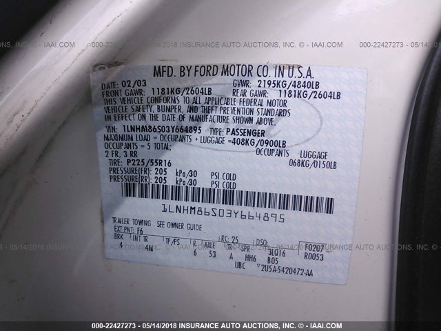 1LNHM86S03Y664895 - 2003 LINCOLN LS 白色 照片 9