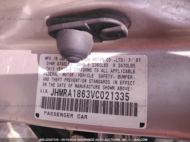 JHMRA1863VC021335 - 1997 HONDA ODYSSEY LX 银色 照片 9