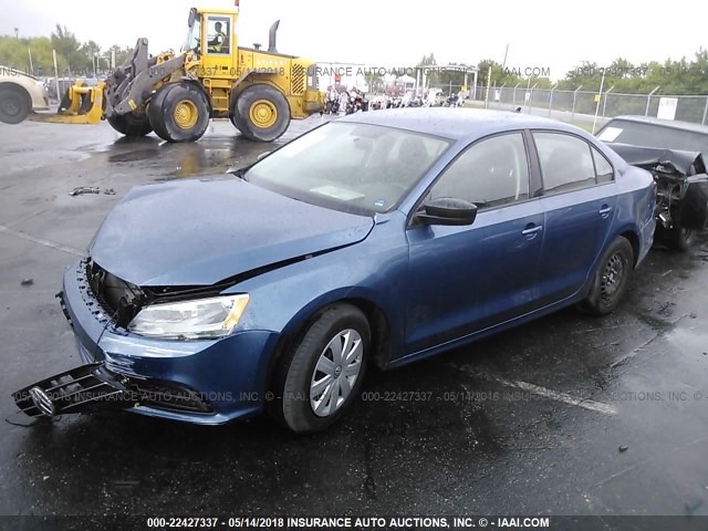 3VW267AJXGM297130 - 2016 VOLKSWAGEN JETTA S BLUE photo 2