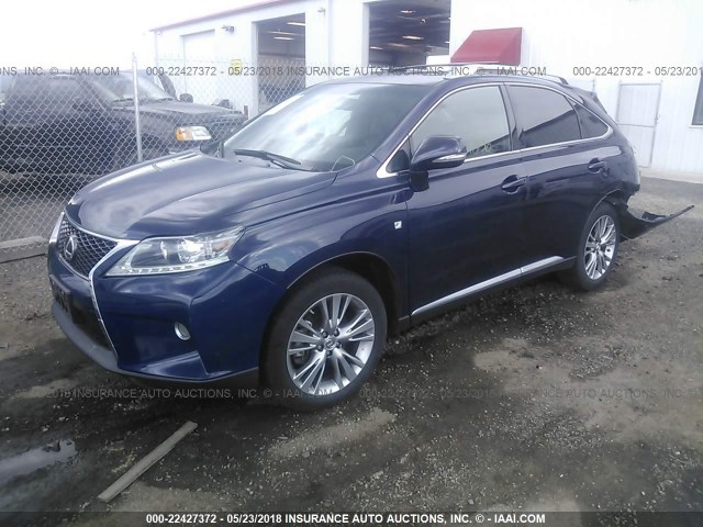 2T2BK1BAXEC235819 - 2014 LEXUS RX 350/BASE/F SPORT BLUE photo 2