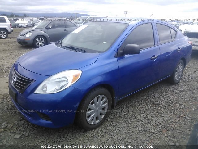 3N1CN7AP9CL925907 - 2012 NISSAN VERSA S/SV/SL BLUE photo 2