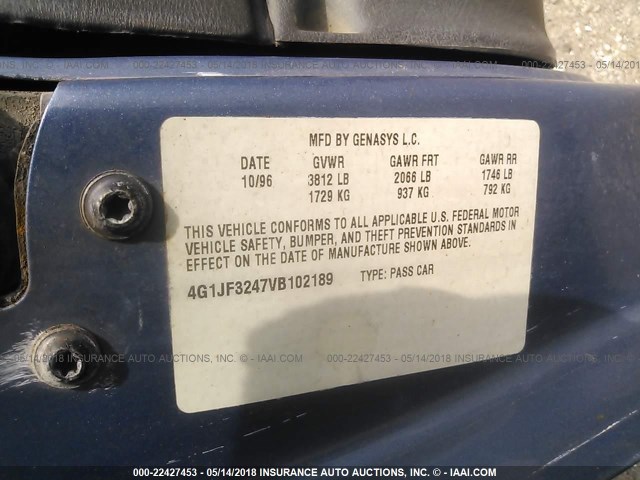 4G1JF3247VB102189 - 1997 CHEVROLET CAVALIER LS BLUE photo 9