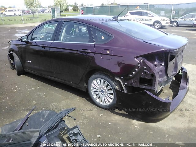 3FA6P0LU4DR244198 - 2013 FORD FUSION SE HYBRID BURGUNDY photo 3