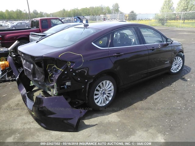 3FA6P0LU4DR244198 - 2013 FORD FUSION SE HYBRID BURGUNDY photo 4