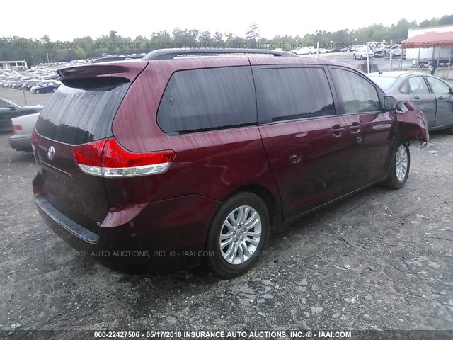 5TDYK3DC9DS369705 - 2013 TOYOTA SIENNA XLE/LIMITED RED photo 4