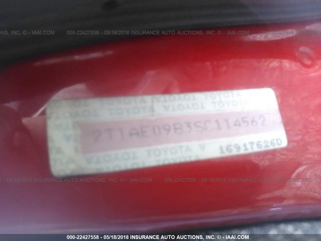 2T1AE09B3SC114562 - 1995 TOYOTA COROLLA LE/DX 红色 照片 9