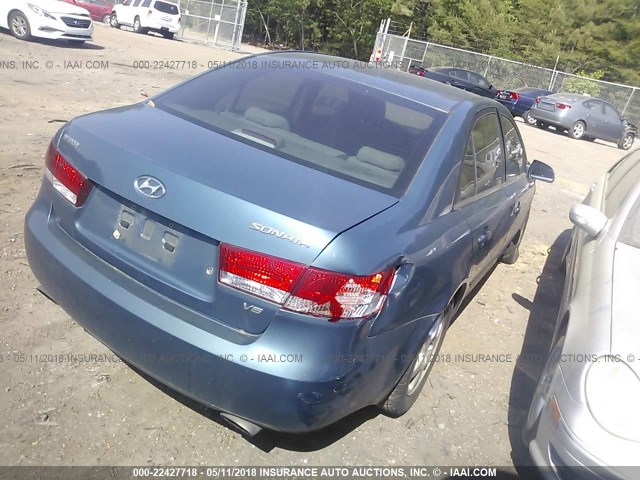 5NPEU46F46H088513 - 2006 HYUNDAI SONATA GLS/LX BLUE photo 4