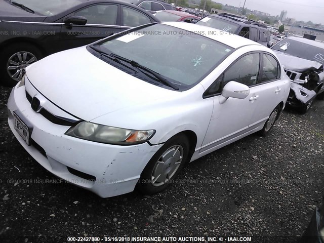 JHMFA36239S004853 - 2009 HONDA CIVIC HYBRID WHITE photo 2