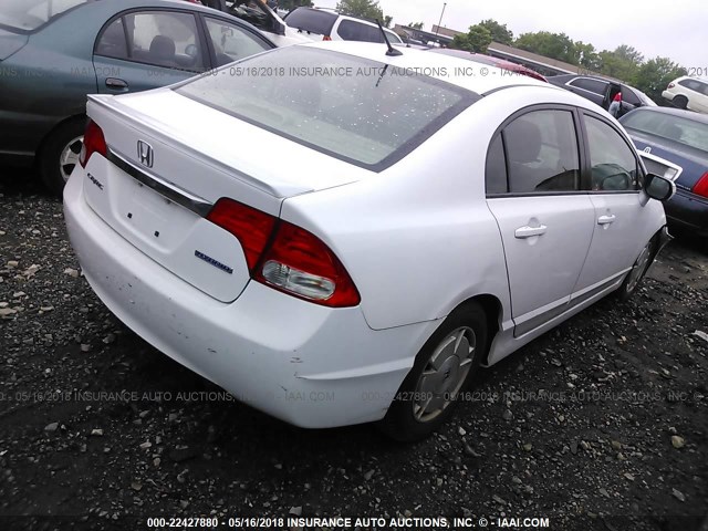 JHMFA36239S004853 - 2009 HONDA CIVIC HYBRID WHITE photo 4