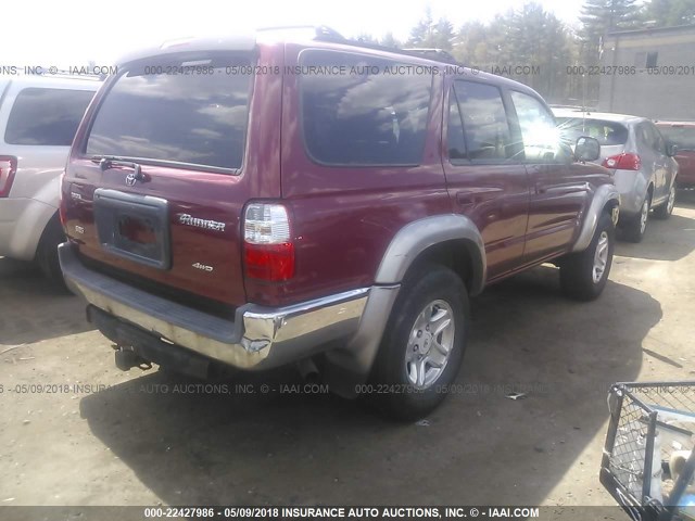 JT3HN86R619049326 - 2001 TOYOTA 4RUNNER SR5 RED photo 4