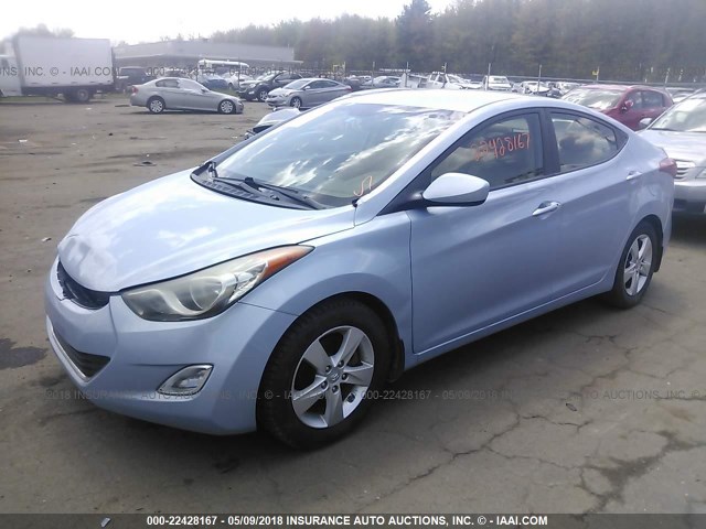 KMHDH4AE6CU374259 - 2012 HYUNDAI ELANTRA GLS/LIMITED BLUE photo 2