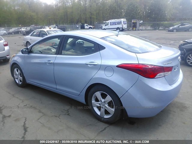 KMHDH4AE6CU374259 - 2012 HYUNDAI ELANTRA GLS/LIMITED BLUE photo 3