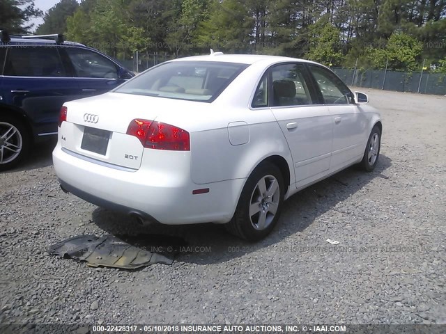 WAUAF78E86A256950 - 2006 AUDI A4 2/TURBO WHITE photo 4