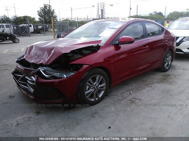 5NPD84LF0JH258525 - 2018 HYUNDAI ELANTRA SEL/VALUE/LIMITED RED photo 2