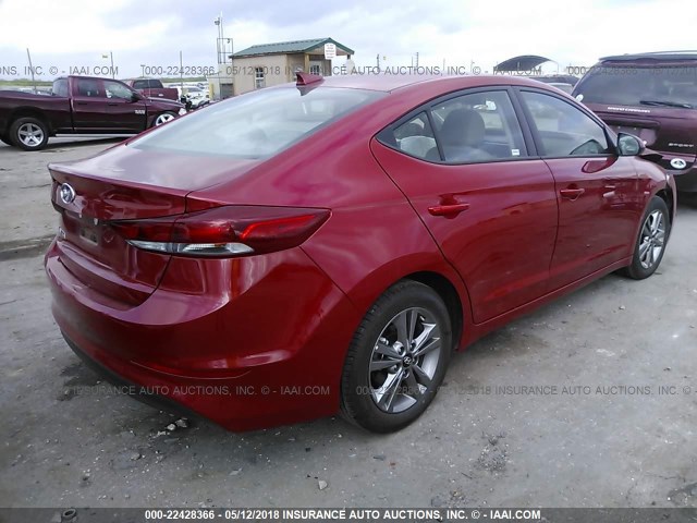 5NPD84LF0JH258525 - 2018 HYUNDAI ELANTRA SEL/VALUE/LIMITED RED photo 4