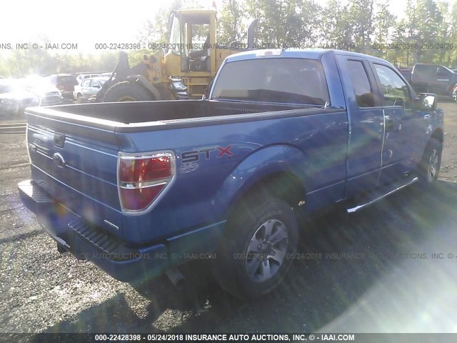 1FTFX1EF7DFC45681 - 2013 FORD F150 SUPER CAB BLUE photo 4