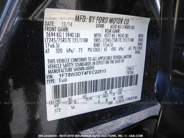 1FT8W3DT4FEC22513 - 2015 FORD F350 SUPER DUTY BLUE photo 10