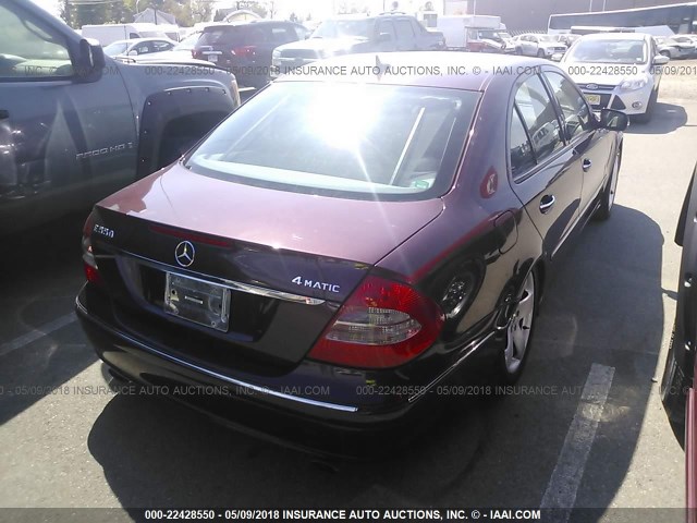 WDBUF90XX7X215385 - 2007 MERCEDES-BENZ E 550 4MATIC BURGUNDY photo 4