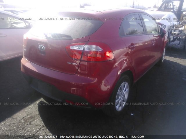 KNADN5A32D6223472 - 2013 KIA RIO EX/SX RED photo 4