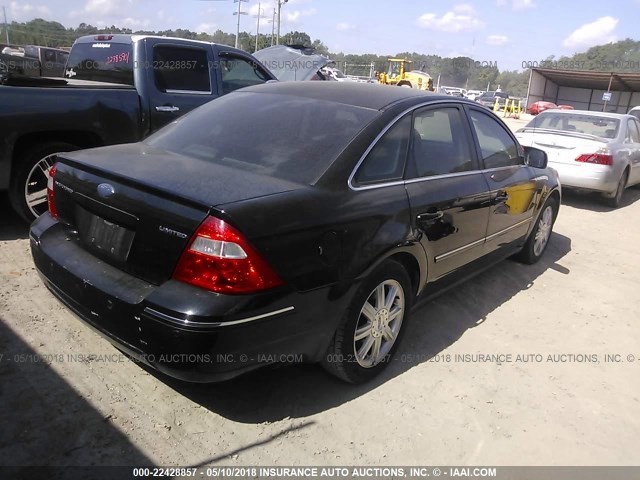 1FAFP25165G182245 - 2005 FORD FIVE HUNDRED LIMITED BLACK photo 4