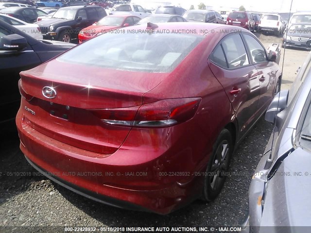 5NPD84LF6JH226002 - 2018 HYUNDAI ELANTRA SEL/VALUE/LIMITED RED photo 4