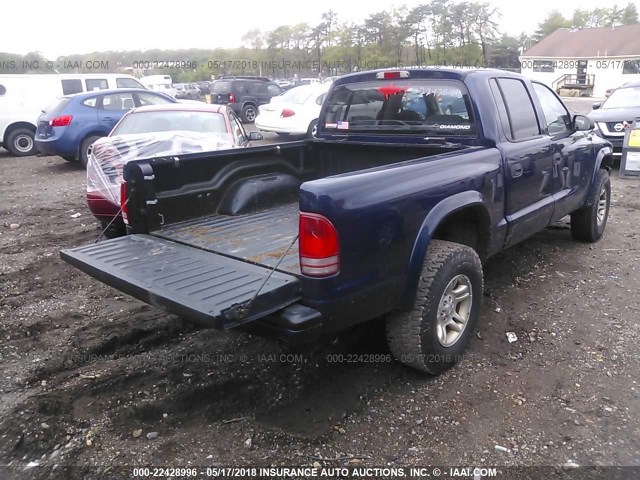 1D7HG38K44S611459 - 2004 DODGE DAKOTA QUAD SPORT BLUE photo 4